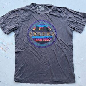 Men's SMDA T-Shirt Gray Sedona AZ Spell-Out S Cotton Hippie Stones Crystals USA